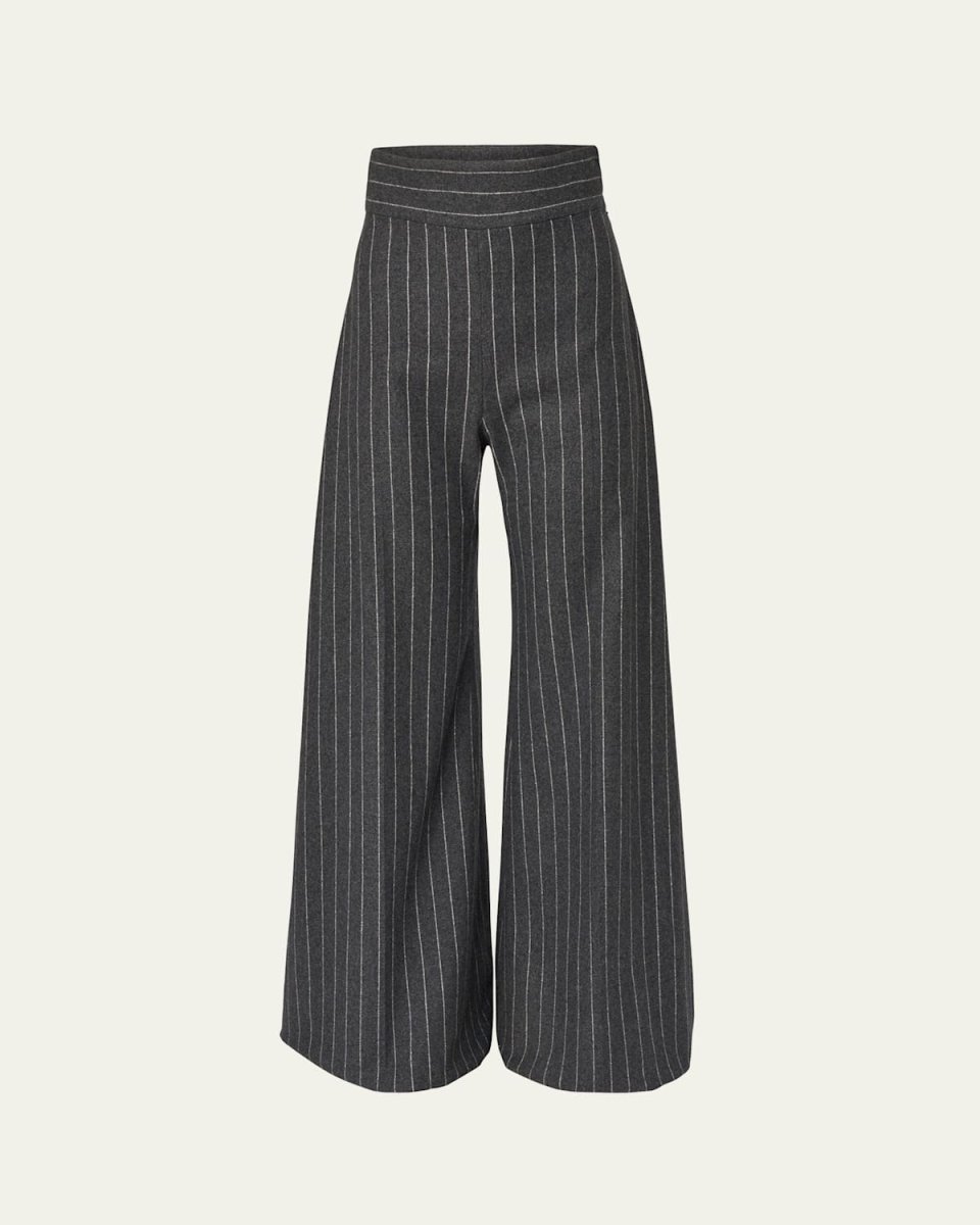 Diane Pinstripe Wool Wide-Leg Pants